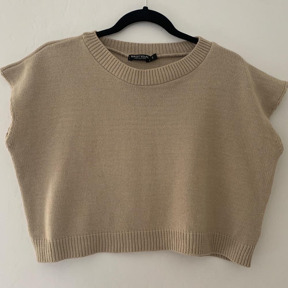 Nasty Gal Cropped Oversized Oat Sweater Vest